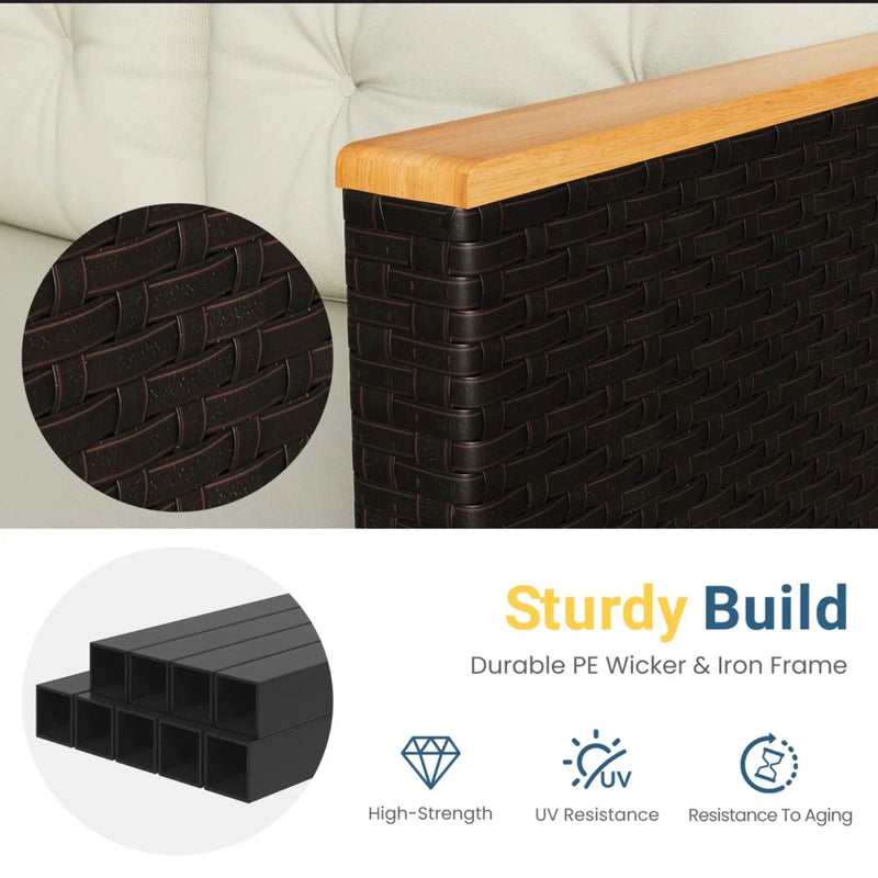 L-Shaped Patio Set With Cushions And Storage Table