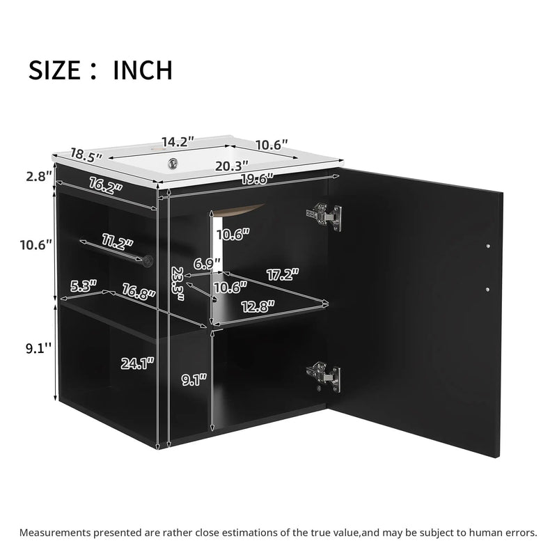 Modern Wall Mounted Bathroom Cabinet With Side Shelf And Ceramic Sink by Unique Piece Furniture