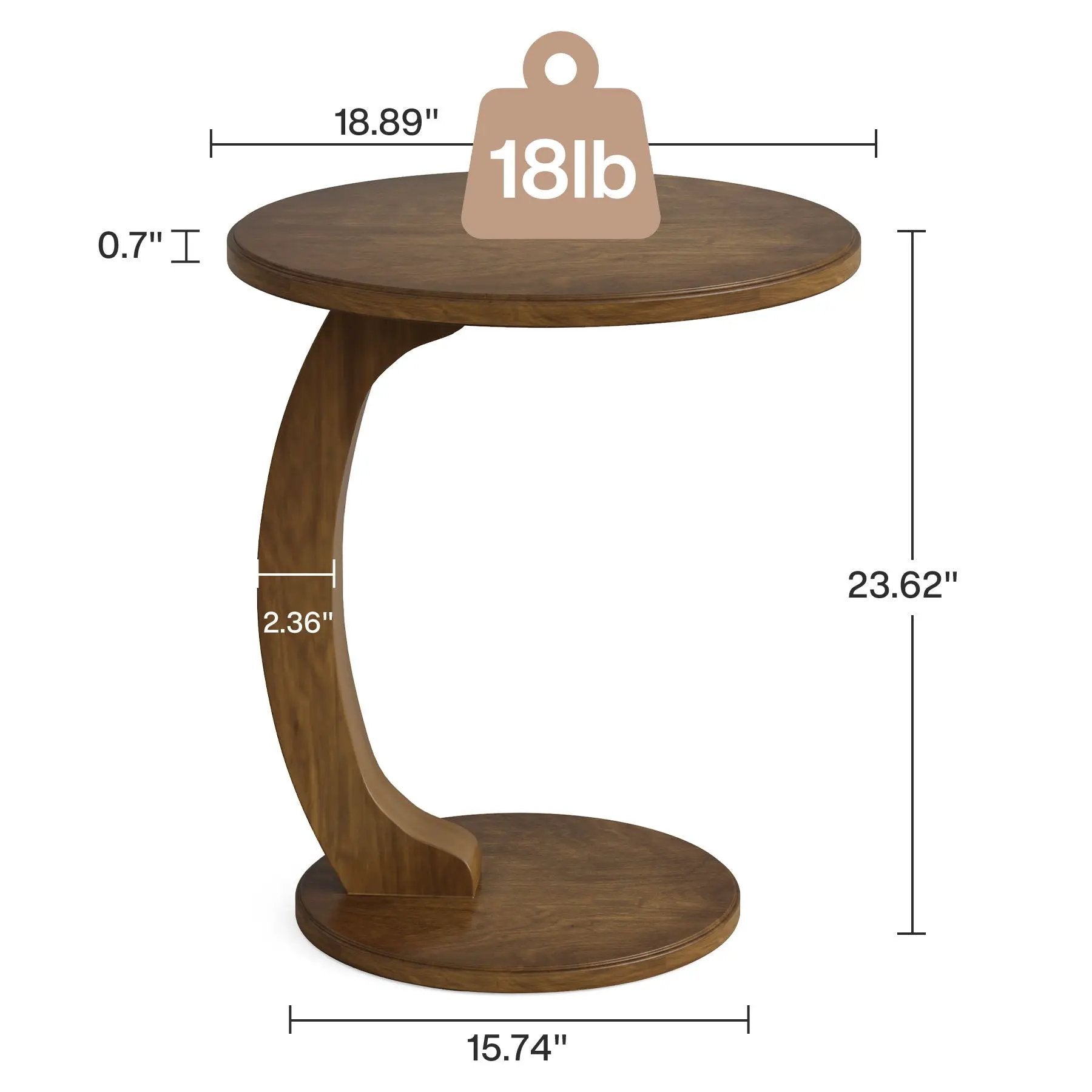 C-Shaped Round End Table - Brown by HouseOfZazla