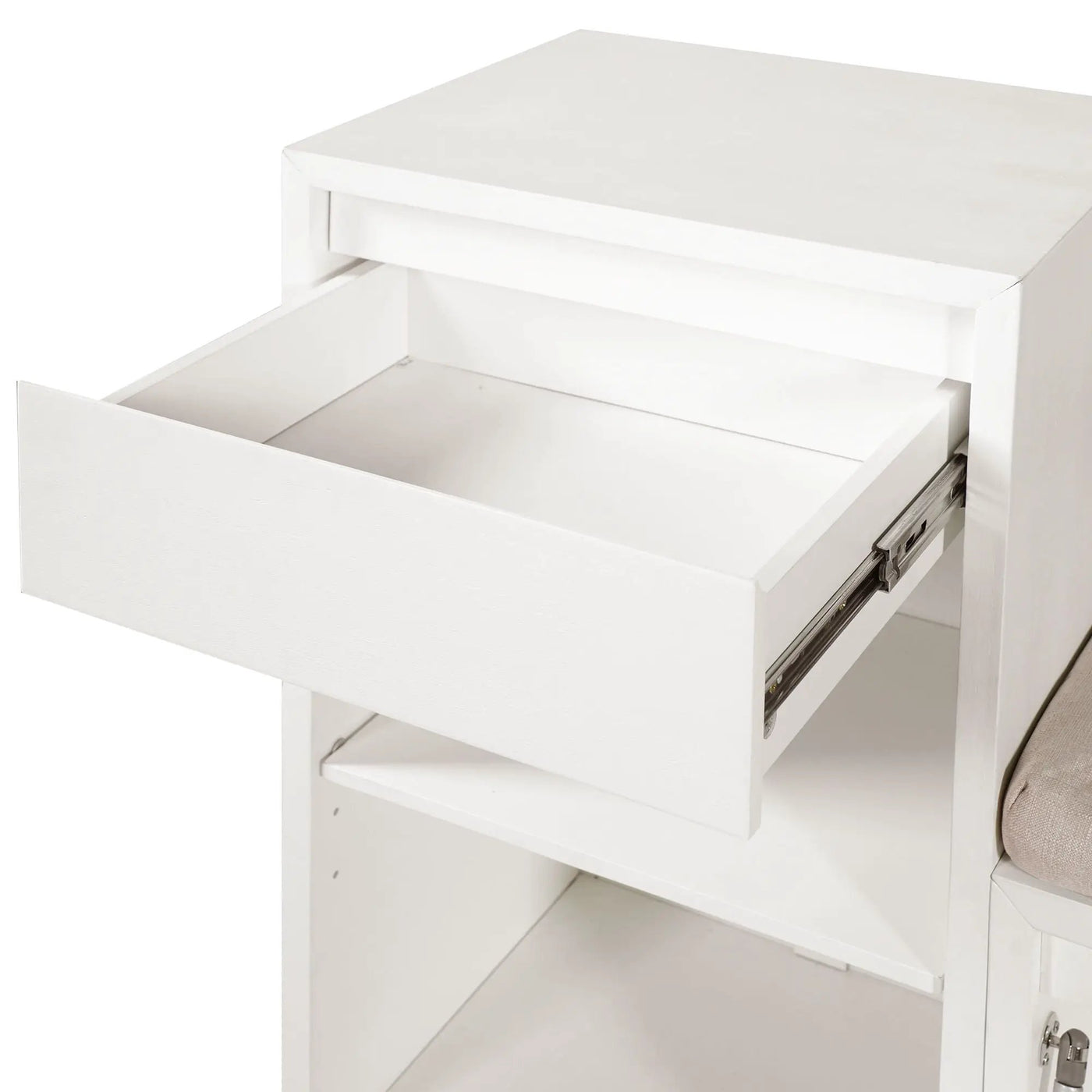 Entryway Storage Bench With Cushion, Drawers & Open Shelves by HouseOfZazla