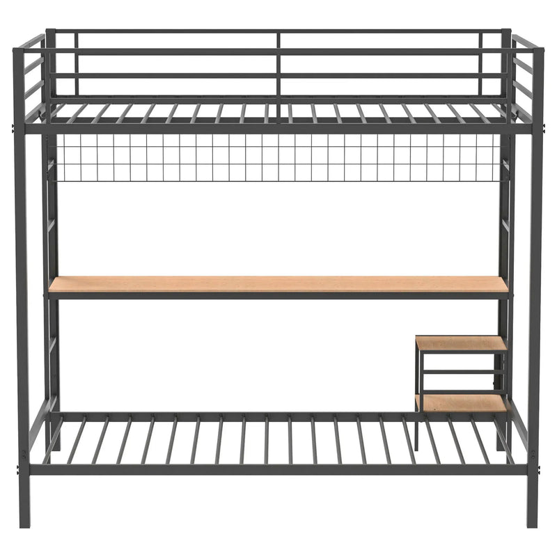 Bettoni Metal Full Over Twin Workstation Bunk Bed Matte Black by Unique Piece Furniture
