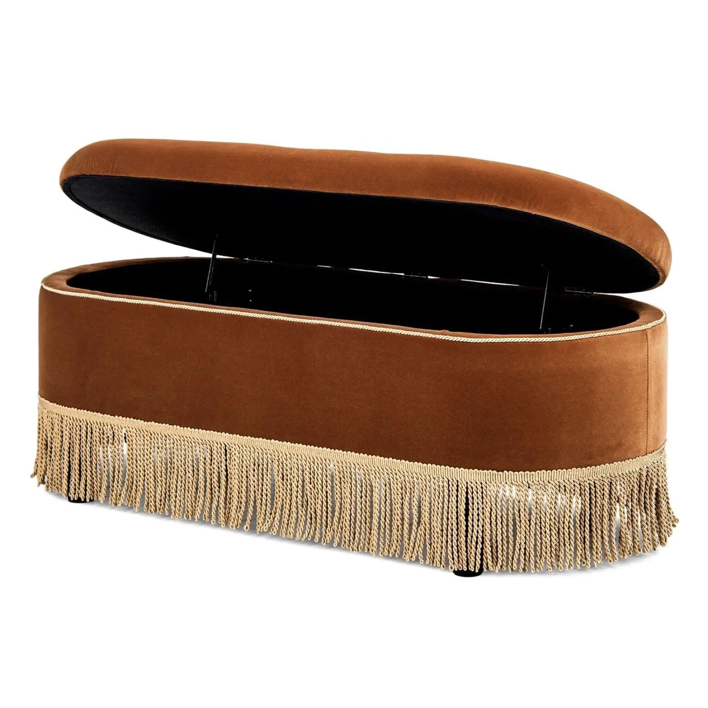 Melinda - Oval Tufted Bullion Fringe Storage Bench by HouseOfZazla