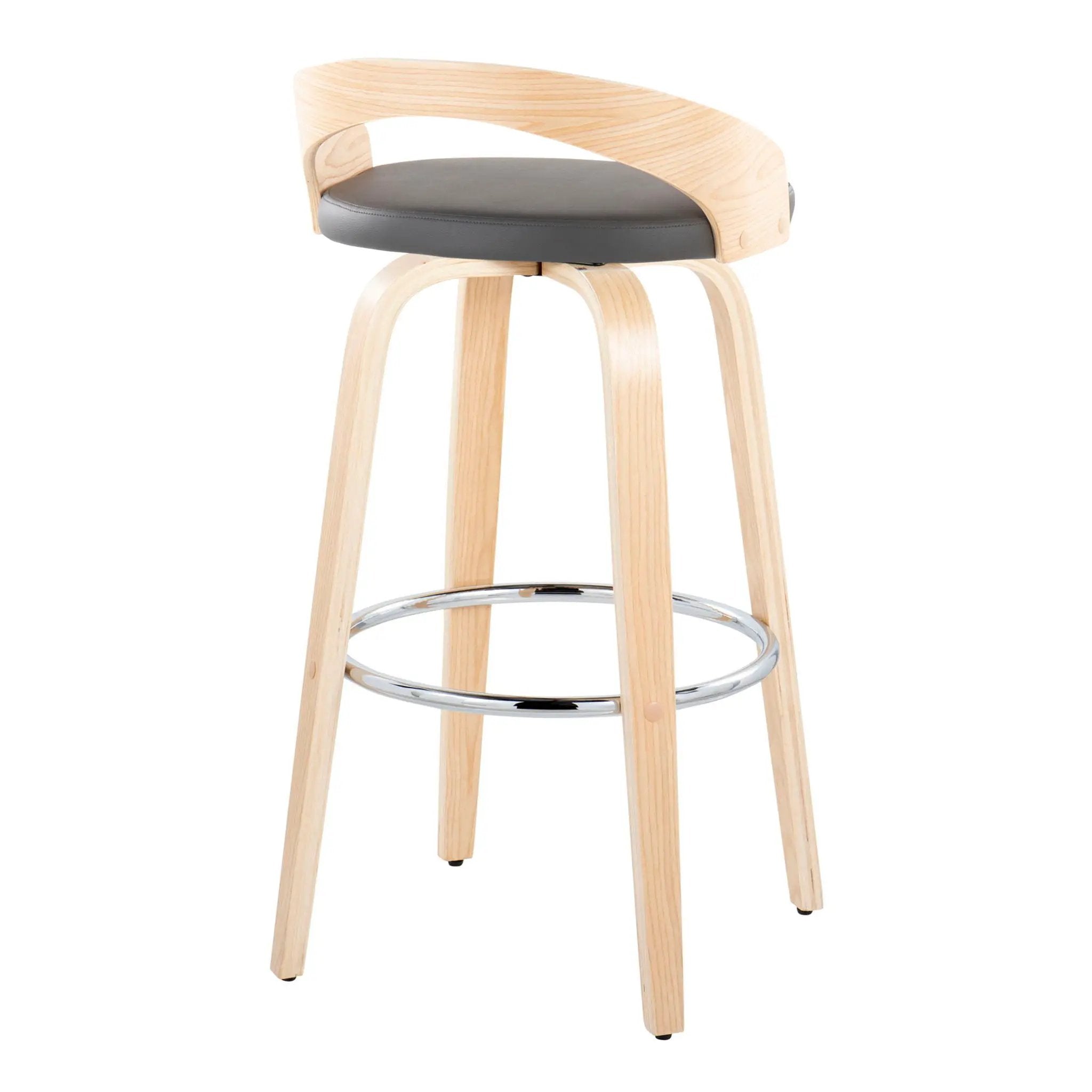 Grotto - Contemporary Fixed-Height Barstool With Swivel With Round Footrest (Set of 2) by Unique Piece Furniture
