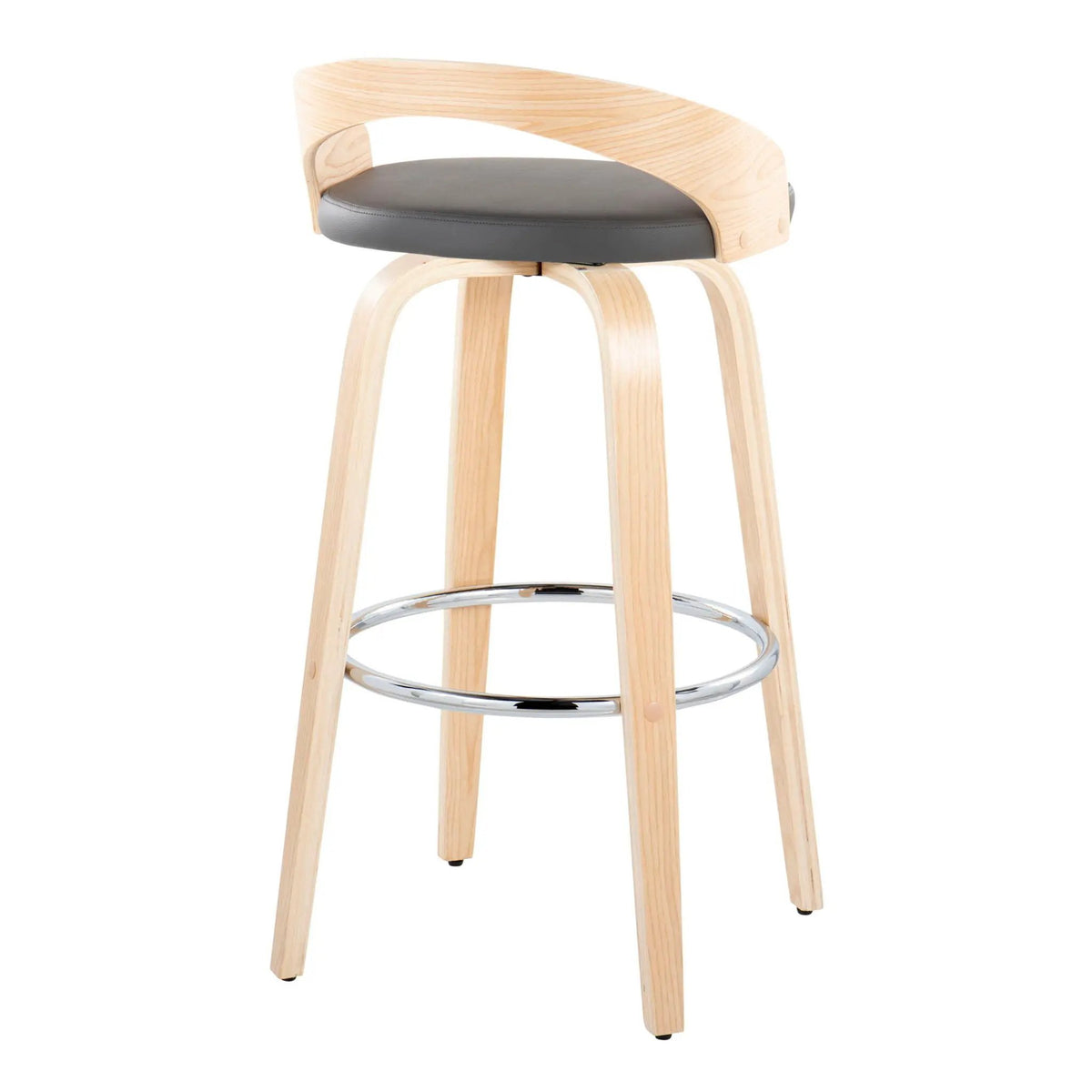 Grotto - Contemporary Fixed-Height Barstool With Swivel With Round Footrest (Set of 2) by HouseOfZazla