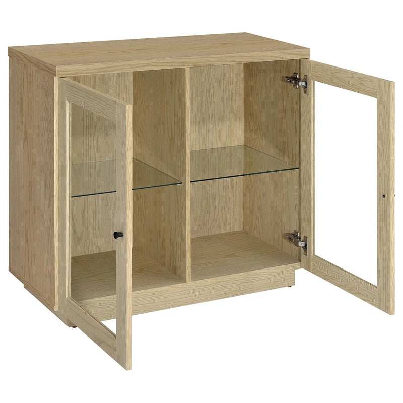 Tilbury 2-door Glass Front Accent Display Cabinet Light Oak by Unique Piece Furniture