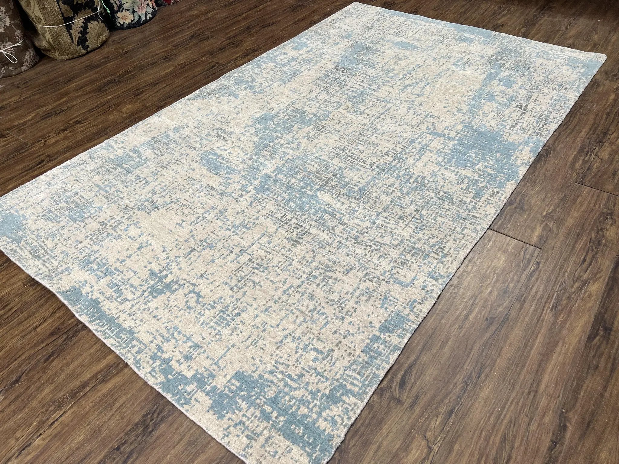 Modern Tibetan Rug 5x8 ft Light Blue and Gray Carpet, Contemporary Wool Rug, Handmade Nepali Rug, Raised Pattern, Tibet Area Rug, Nepal Rug by Jewel Rugs