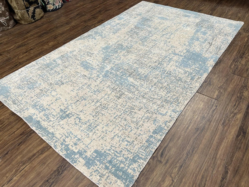 Modern Tibetan Rug 5x8 ft Light Blue and Gray Carpet, Contemporary Wool Rug, Handmade Nepali Rug, Raised Pattern, Tibet Area Rug, Nepal Rug by Jewel Rugs