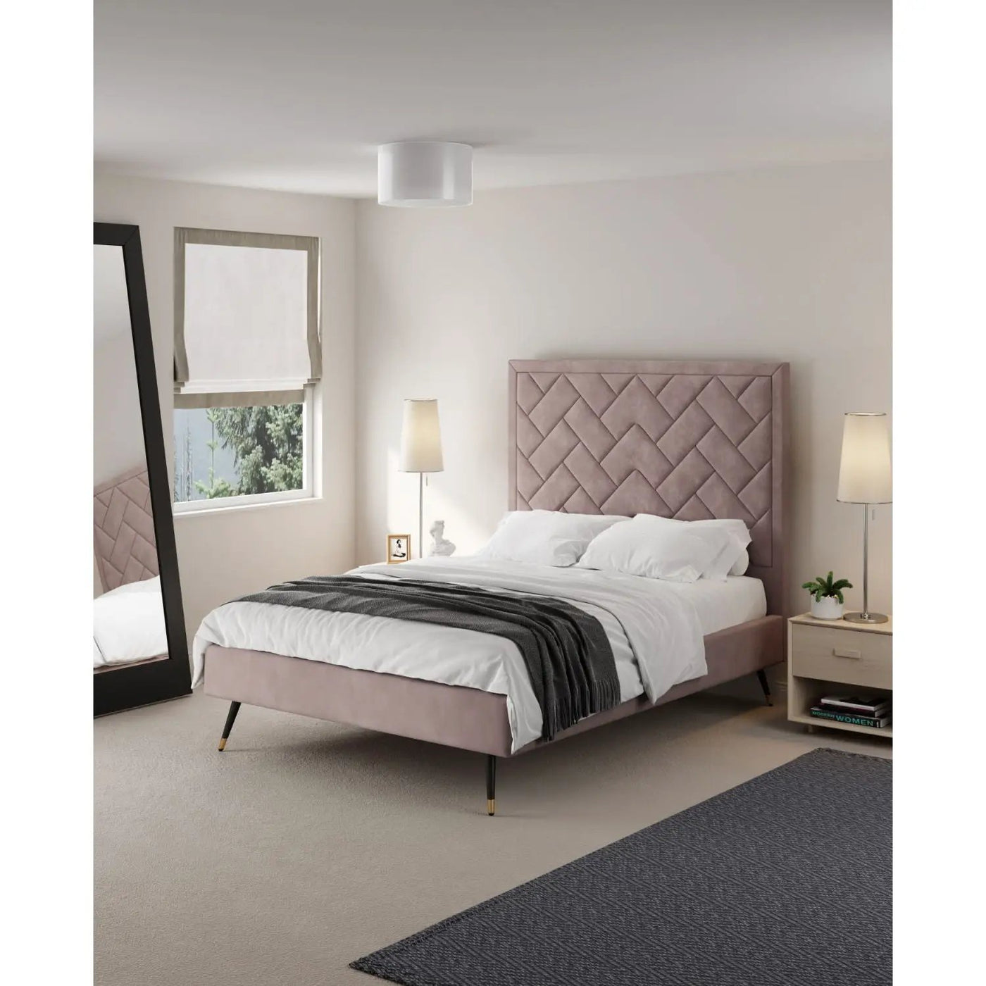 Crosby - Bed With Upholstered Headboard And Slats by HouseOfZazla