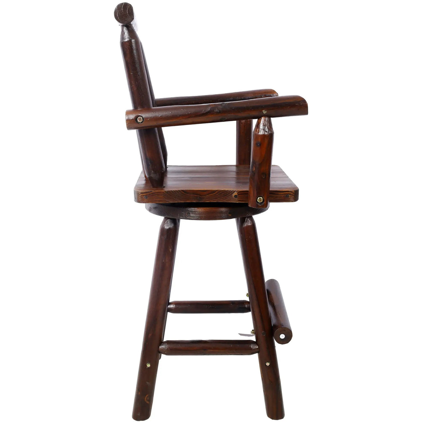 Rustic Bar Stool, Fir Wood Construction, Wide Armrest by HouseOfZazla