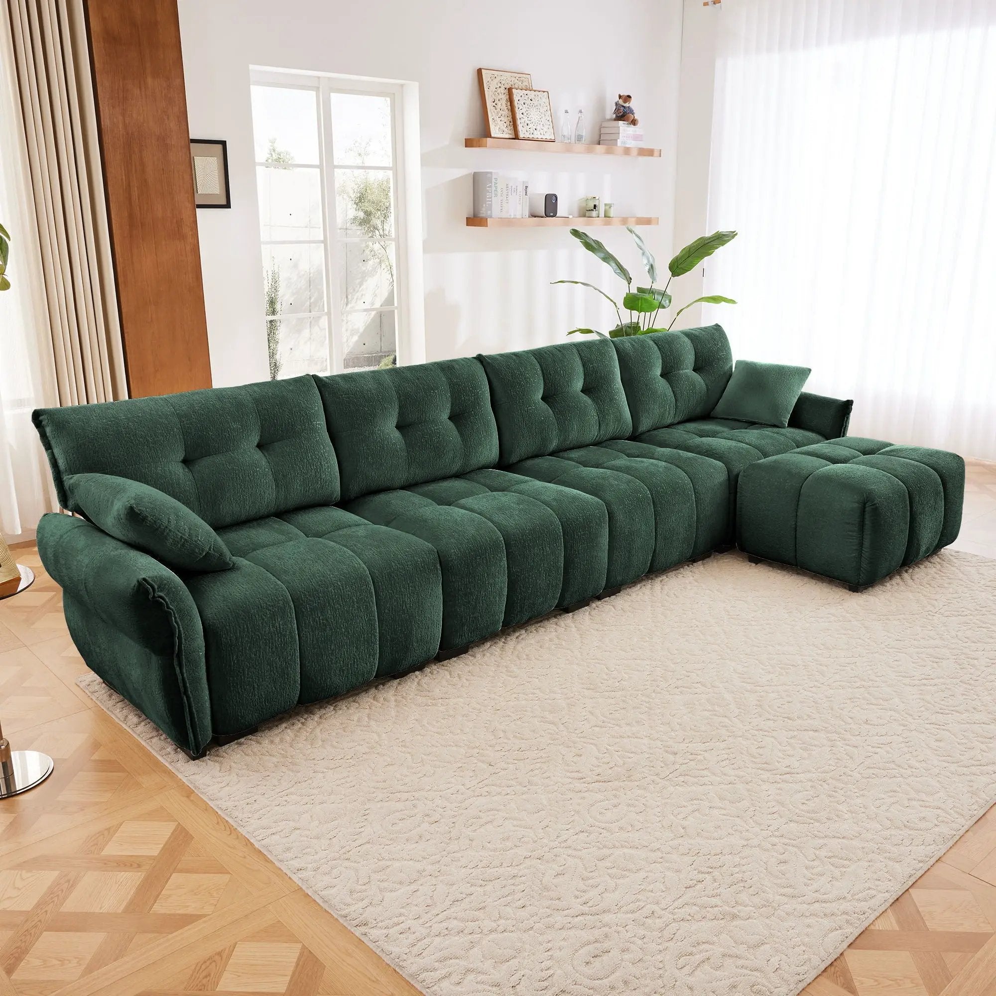 Sofa Set With Ottoman And Pillows, Textured, High Resilience Cushions by Unique Piece Furniture