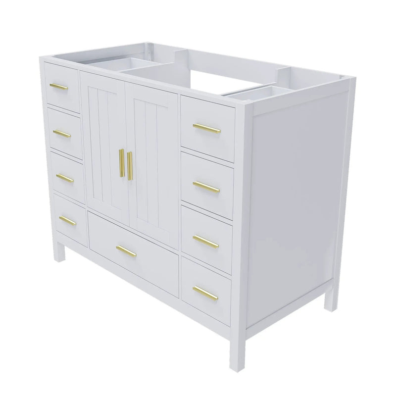 42" Bathroom Vanity Base Cabinet with 2 Soft-Close Double Doors & 9 Smooth Drawers by HouseOfZazla