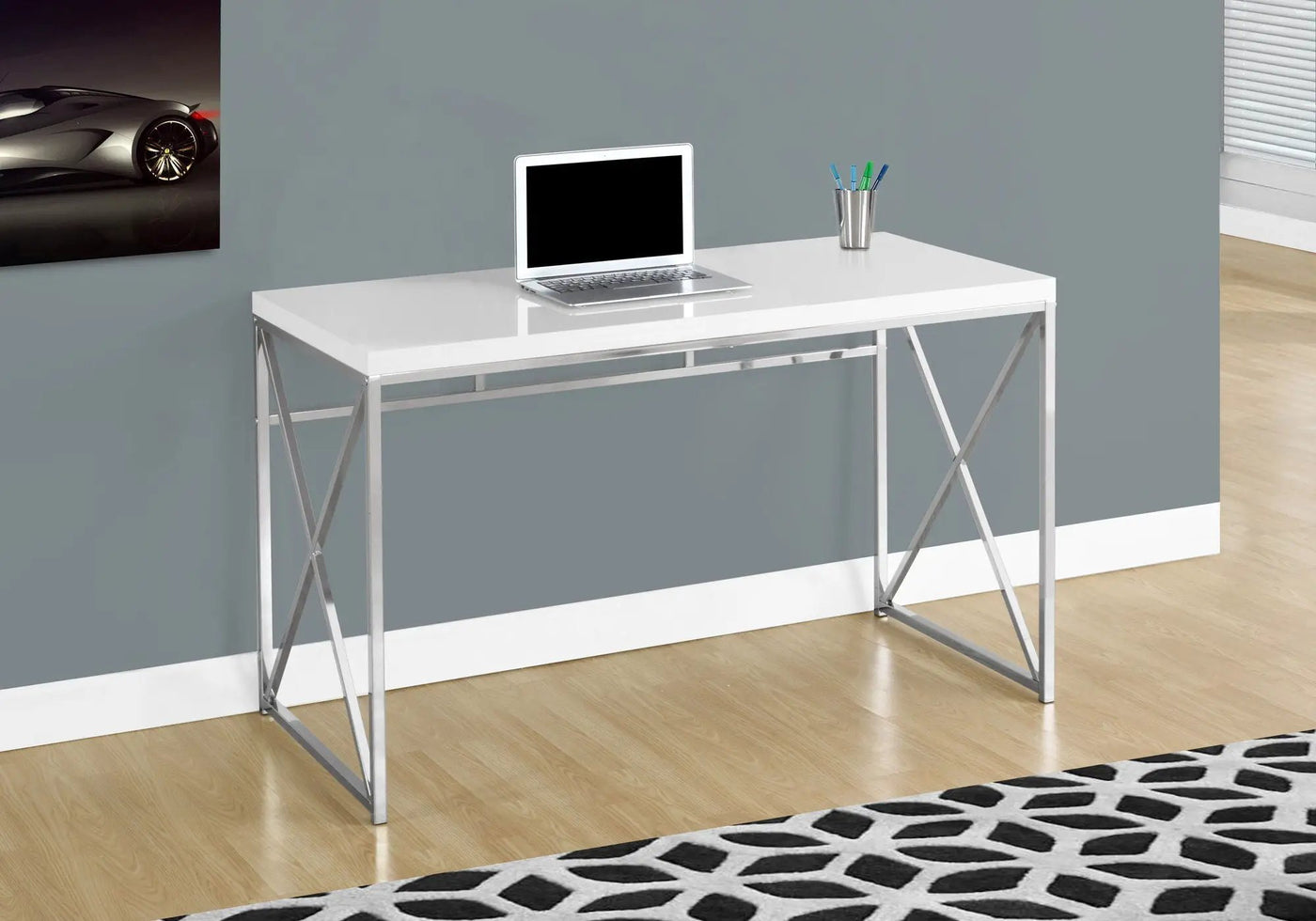 Computer Desk for Home Office, Laptop, Glossy Contemporary & Modern by HouseOfZazla