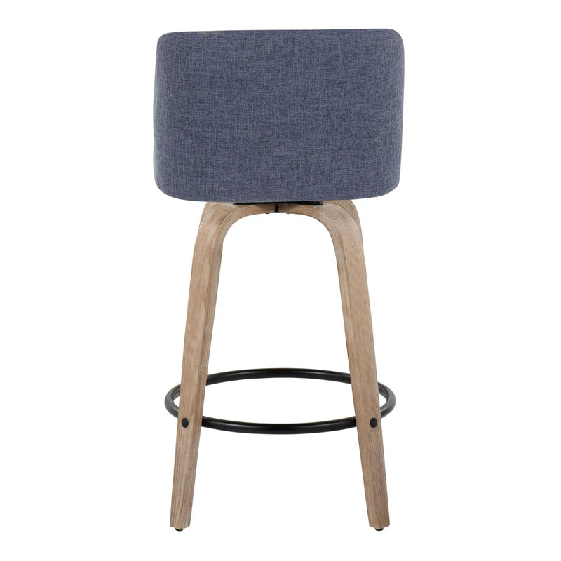 Toriano - Contemporary Fixed-Height Counter Stool & Swivel With Round Footrest (Set of 2) by HouseOfZazla