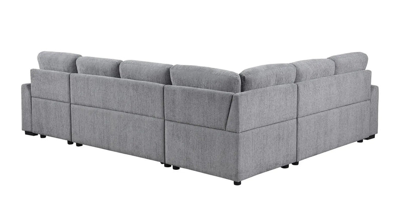 Nyhan - Upholstered Corner Sectional With Pull Out Loveseat And Storaged Chaise - Light Gray by HouseOfZazla