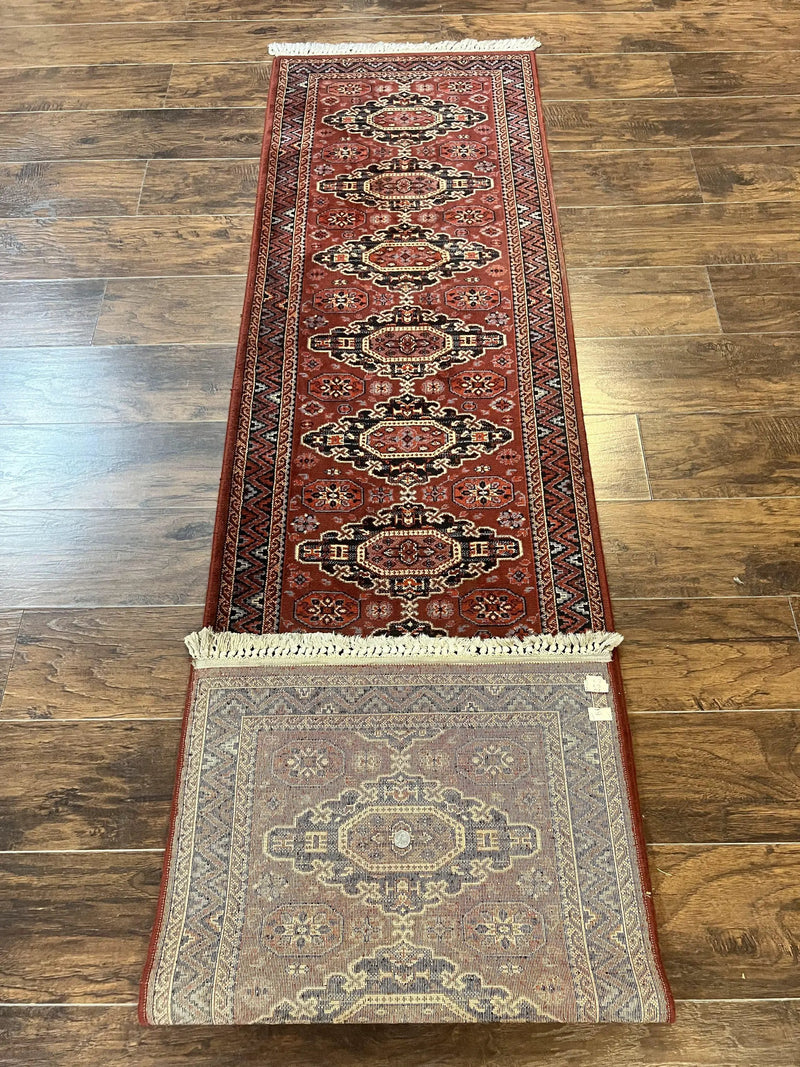 Belgium Power Loomed Runner Rug 2x9, Vintage Wool Rug for Hallway 2 x 9 ft, Red, Caucasian Persian Design, 9ft Runner by Jewel Rugs