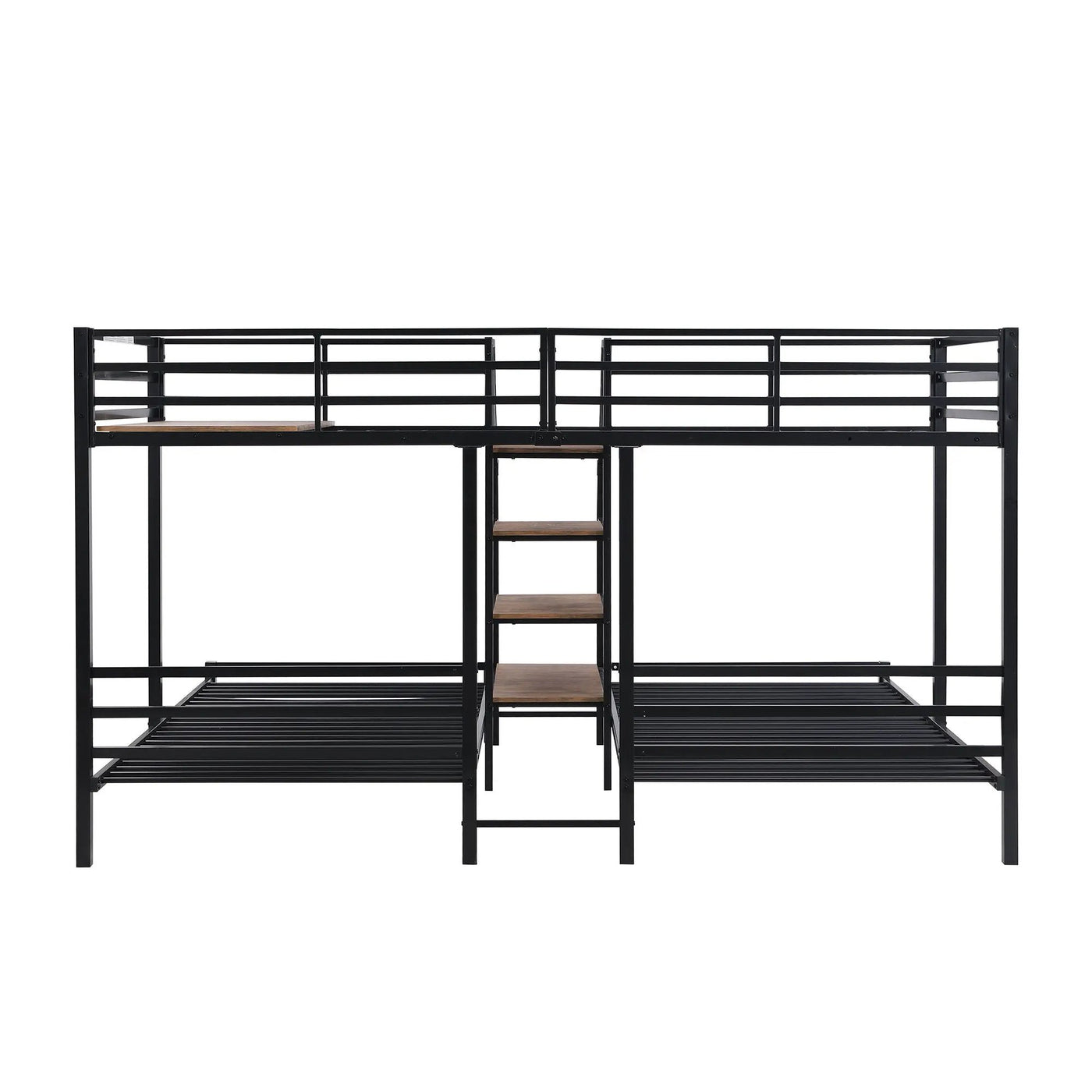 Metal Bunk Bed With Storage Shelves Staircase by Unique Piece Furniture