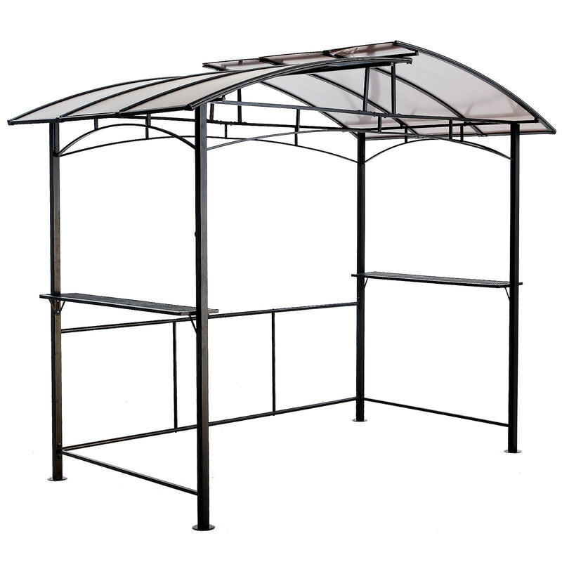 Grill Gazebo 8x5 Ft with Steel Hardtop and Side Shelves - Black, photo 3 of 4