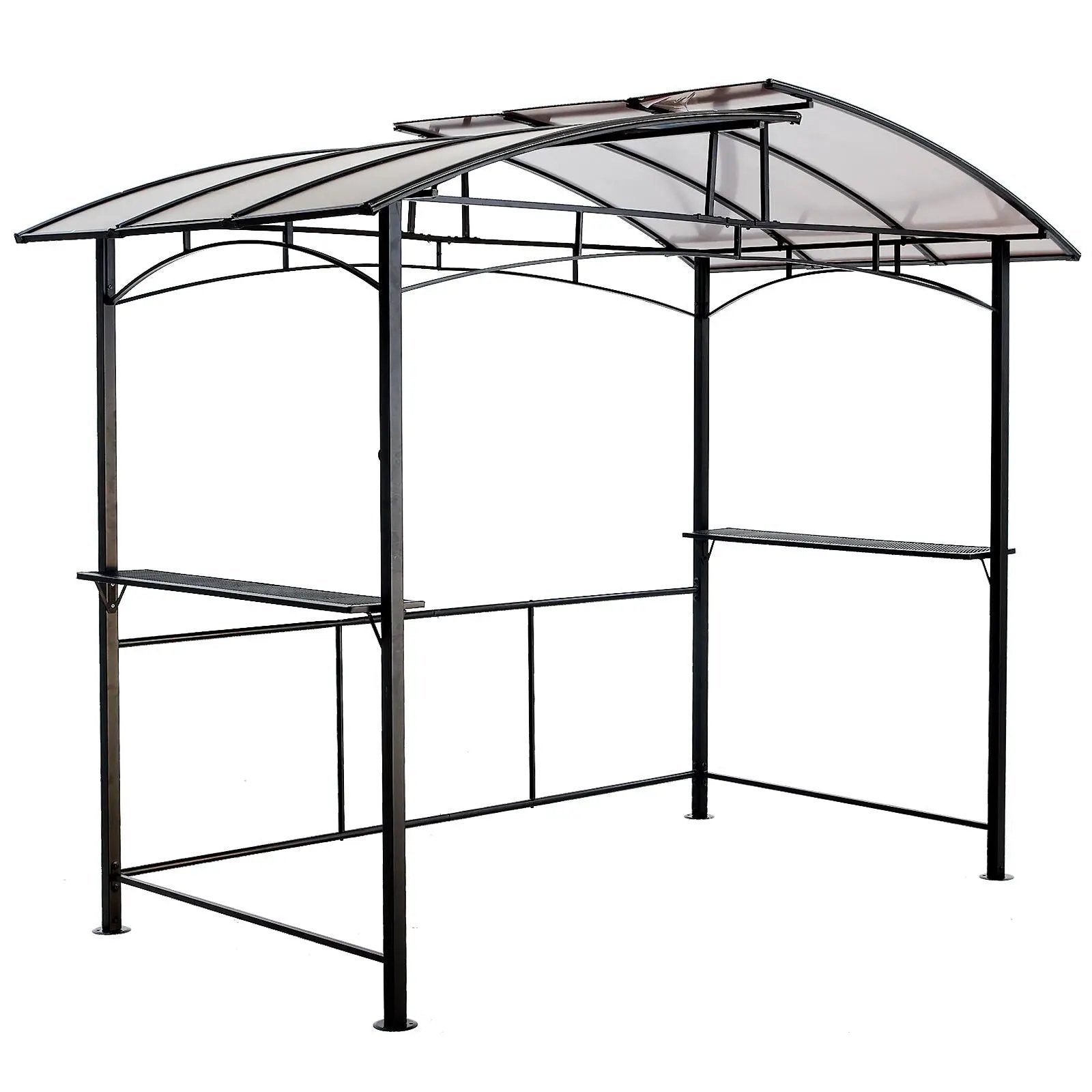 Grill Gazebo 8X5Ft, Outdoor Patio Canopy, Bbq Shelter With Steel Hardtop And Side Shelves - Black by Unique Piece Furniture