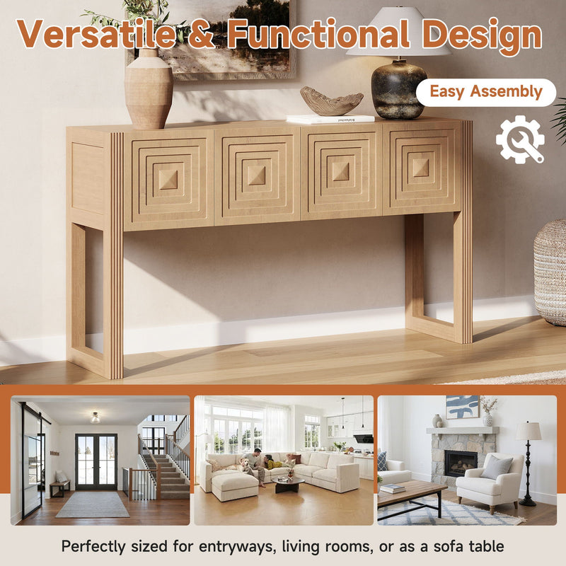 Geometric Carved Console Table With 3 Soft Close Drawers by HouseOfZazla