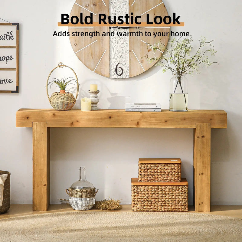 63" Solid Wood Console Table – Rustic Farmhouse Sofa Table by HouseOfZazla