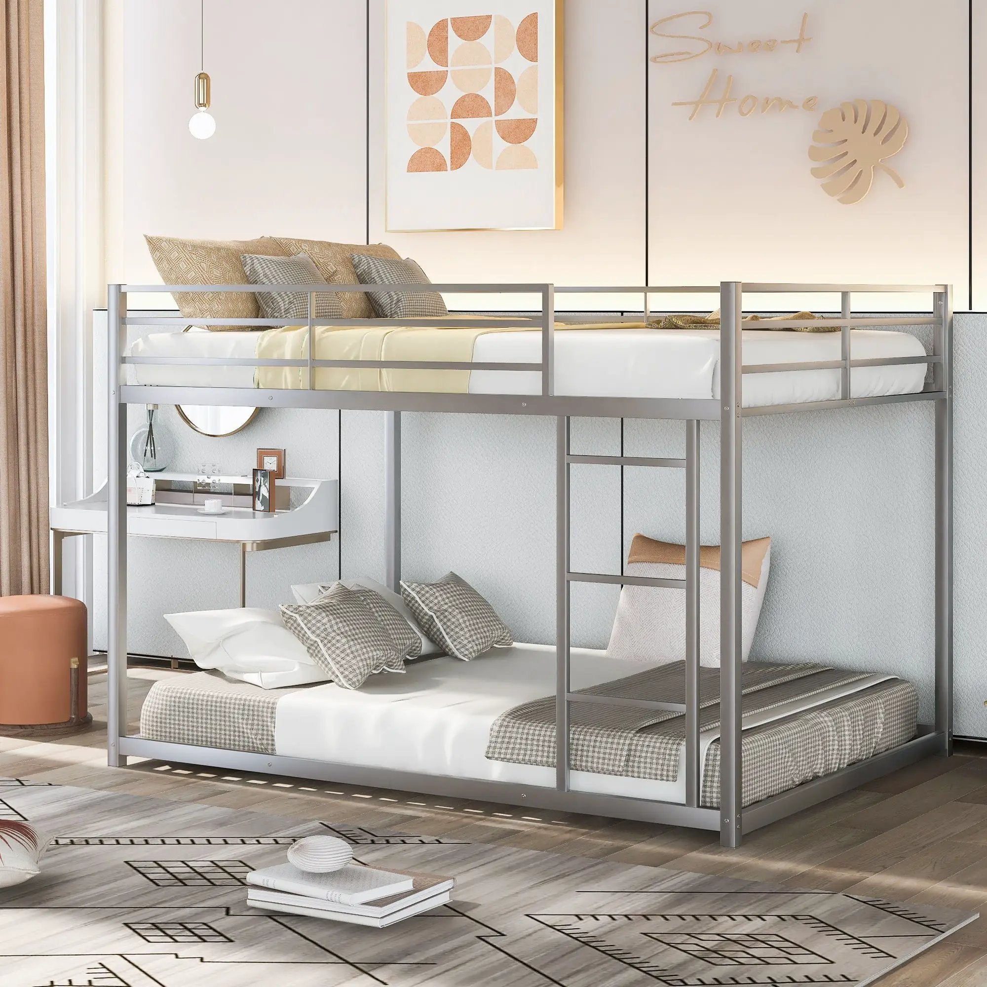 Metal Bunk Bed, Low Bunk Bed With Ladder by Unique Piece Furniture