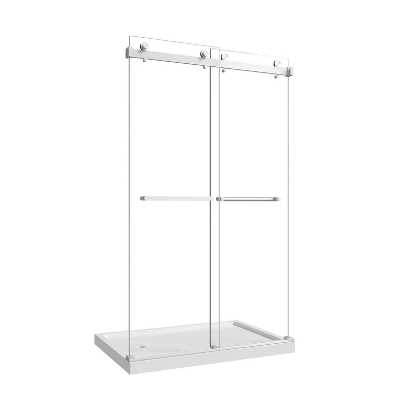43"-48" W x 76" H Brushed Nickel Reversible Double Bypass Sliding Shower Door by HouseOfZazla