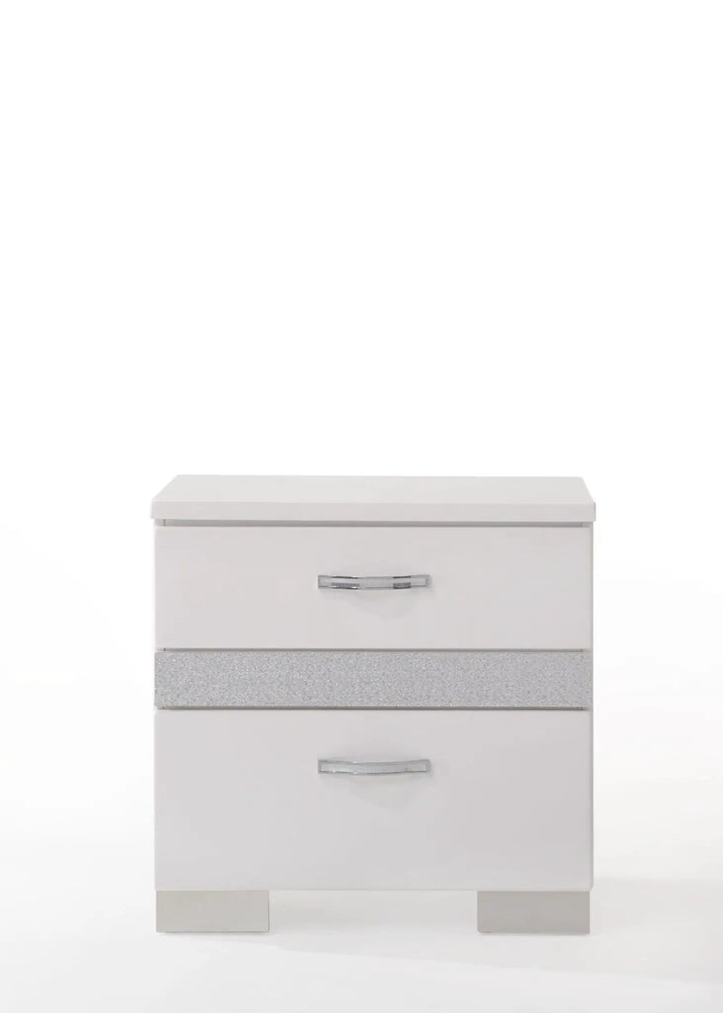 Naima II - High Gloss Nightstand - White by HouseOfZazla