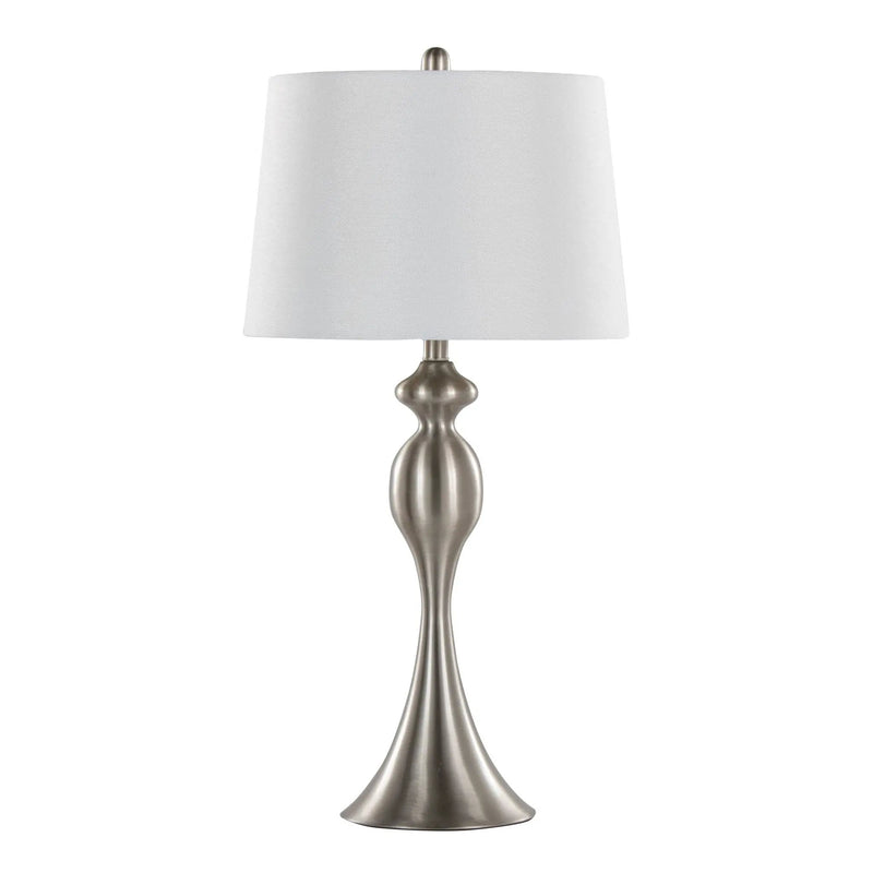 Ashland - Contemporary Table Lamp (Set of 2) - Nickel / White by HouseOfZazla