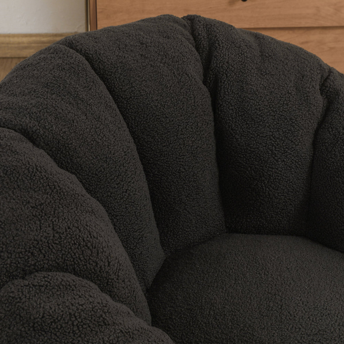 Bean Bag Chair with Armrests - Plush Faux Fur - Dark Gray, photo 6 of 10