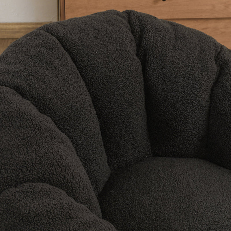 Bean Bag Chair with Armrests - Plush Faux Fur - Dark Gray, photo 6 of 10