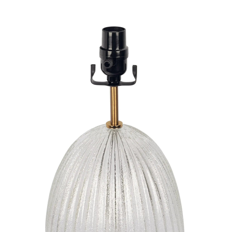 Aurora - Ribbed Lamp Base Clear Table Lamp Large Linen Shade - Beige / Clear / Gold by Unique Piece Furniture