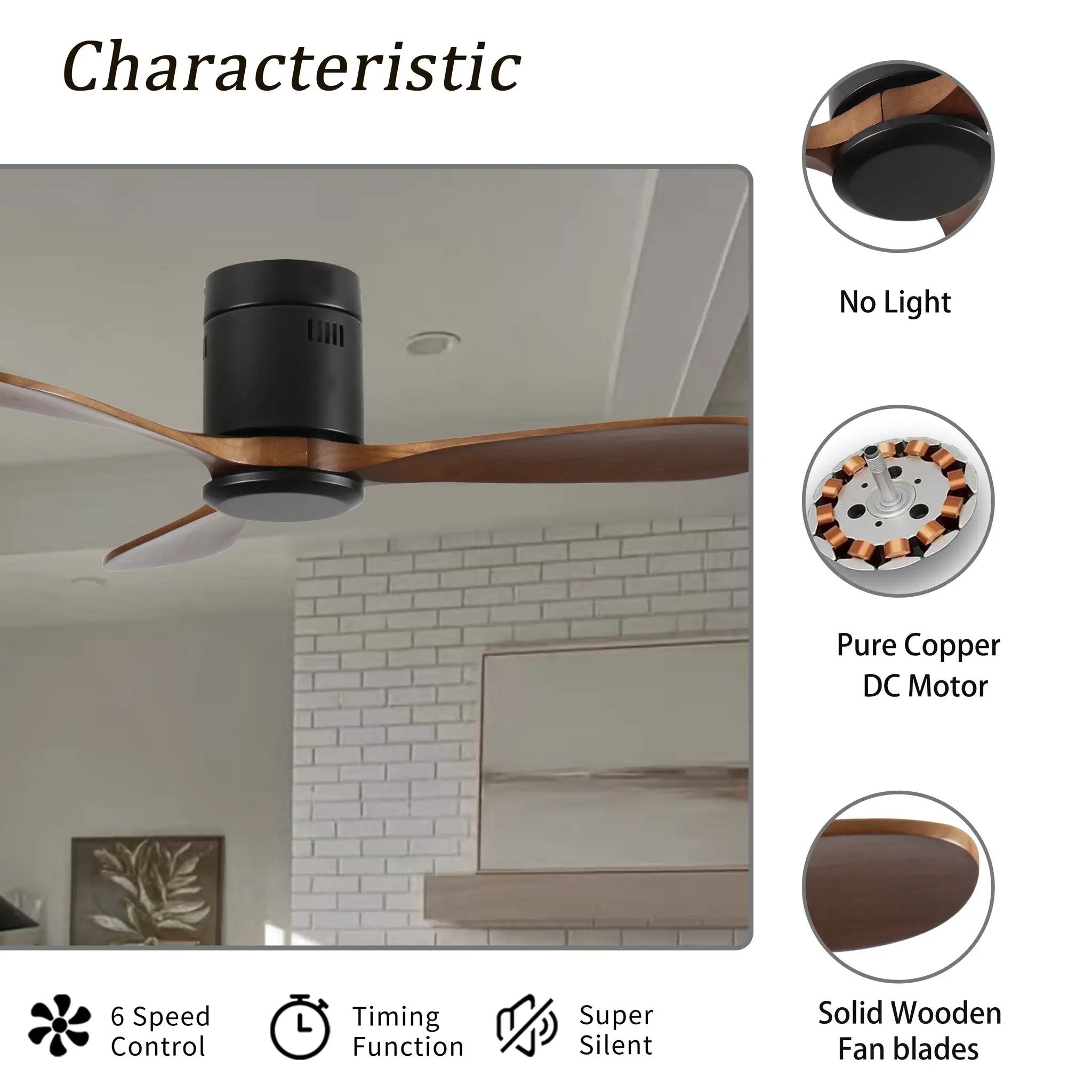42-Inch Flush Mount Ceiling Fan Without Light by HouseOfZazla