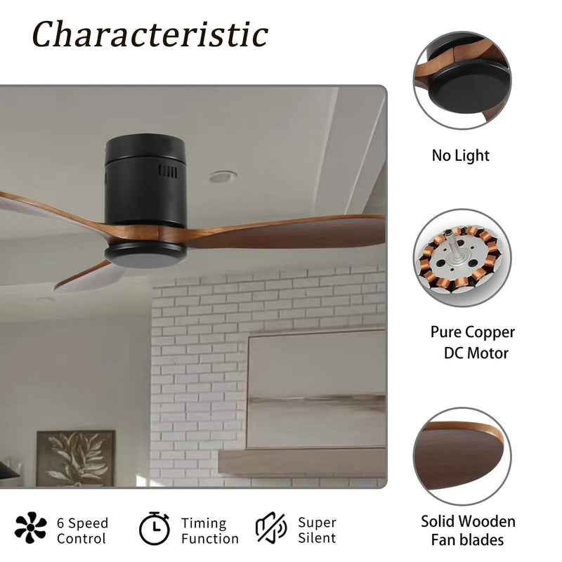 42-Inch Flush Mount Ceiling Fan Without Light by HouseOfZazla