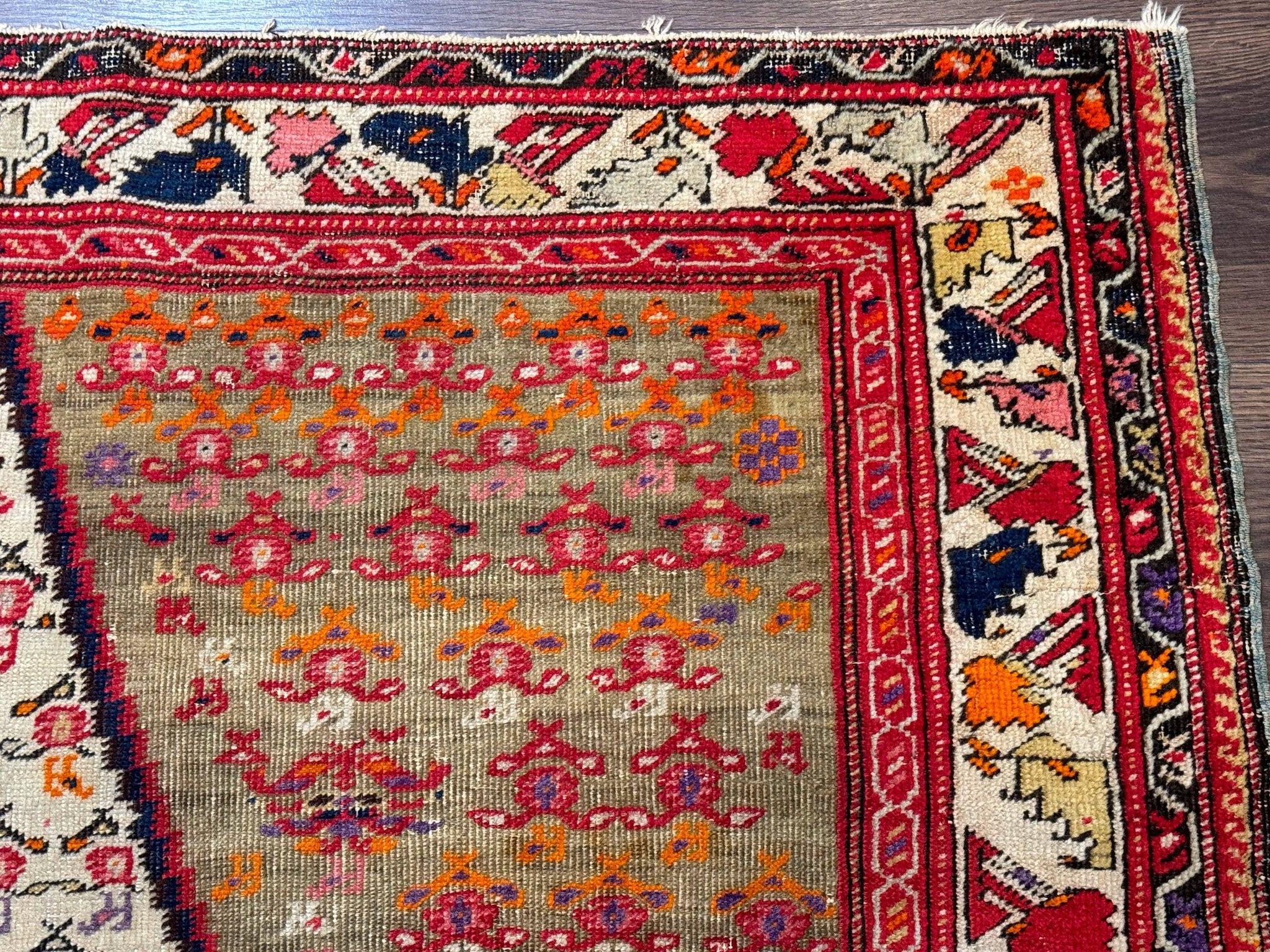 Antique Persian Malayer Rug 4x7, Tribal Senneh Carpet, Geometric, Diamond Design by Jewel Rugs
