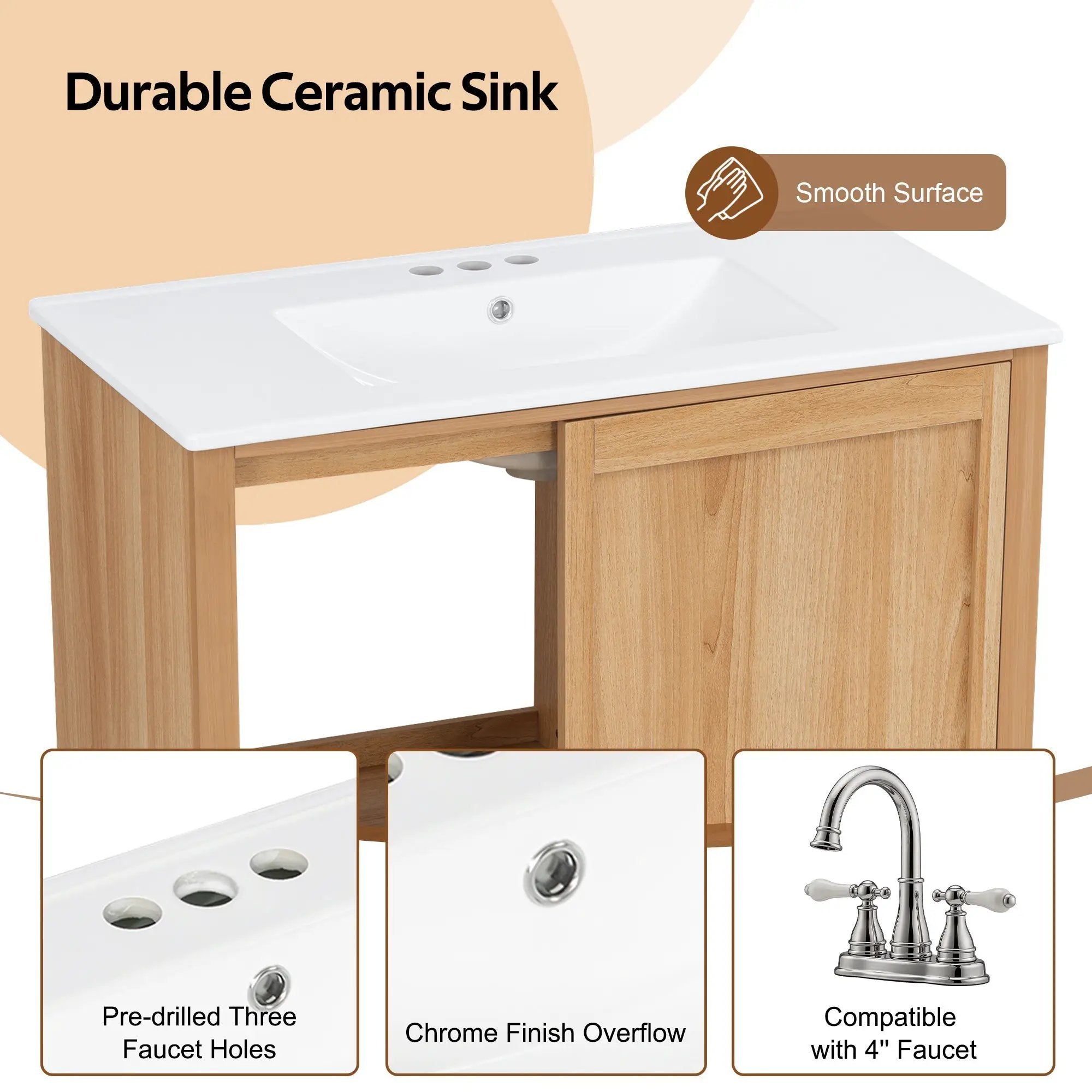 36" Bathroom Vanity with Ceramic Sink by HouseOfZazla