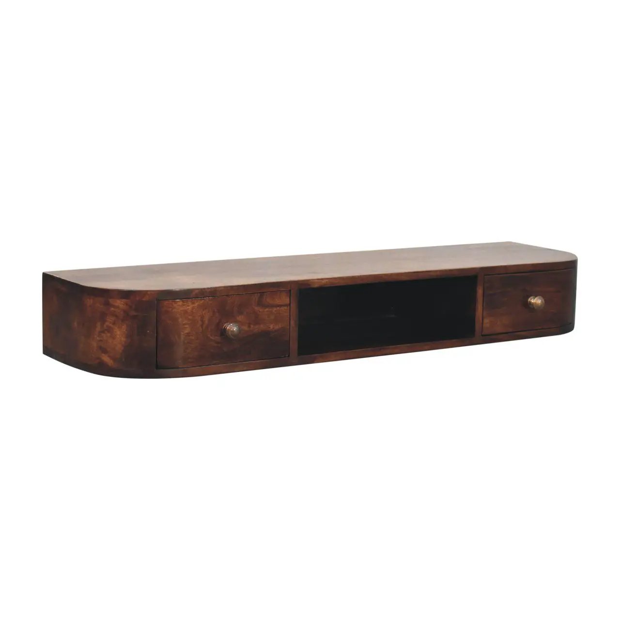 Lunar - Floating Console With 2 Drawer - Chestnut by HouseOfZazla