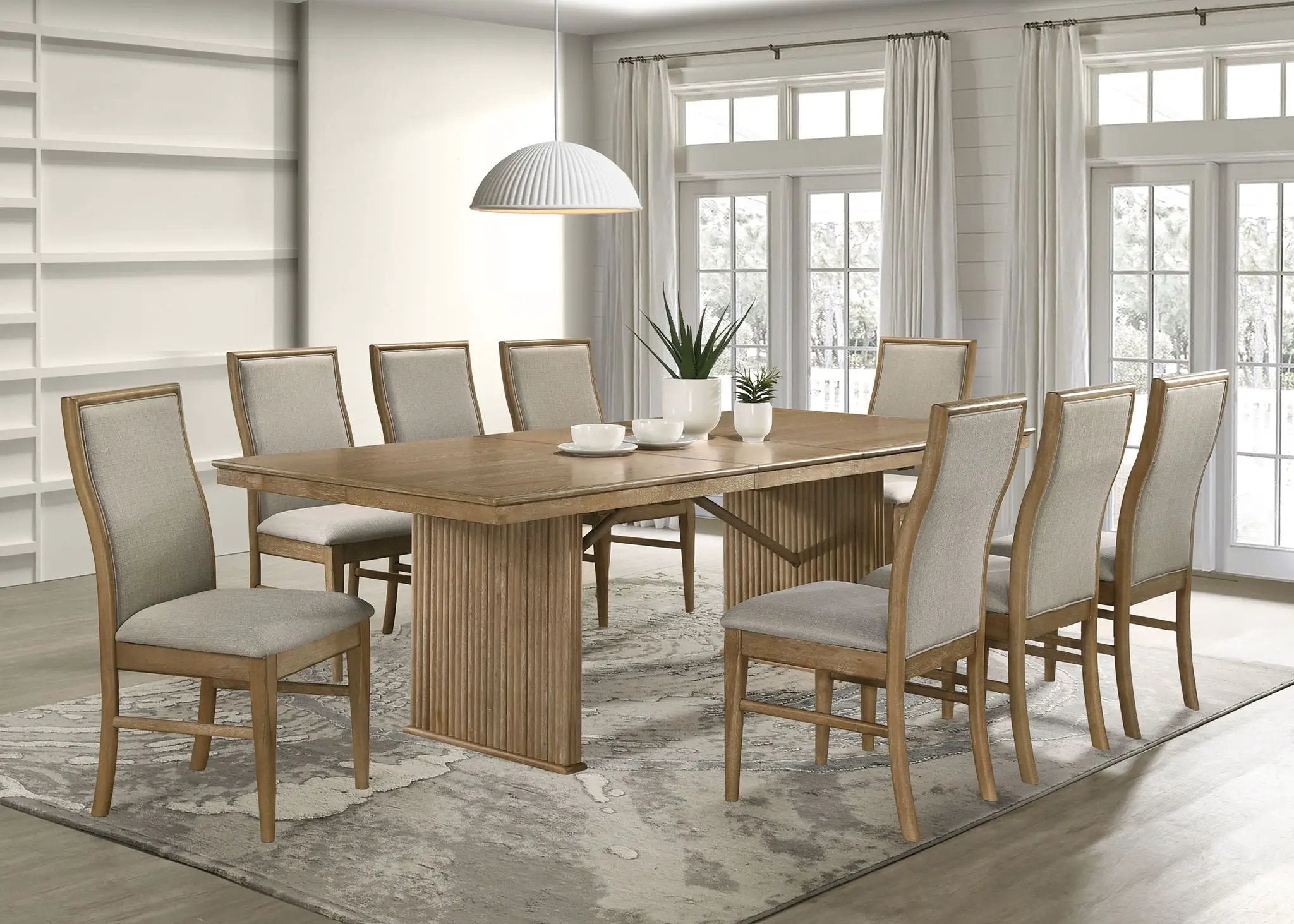 Adina 9-piece Extension Dining Set Distressed Light Brown by Unique Piece Furniture