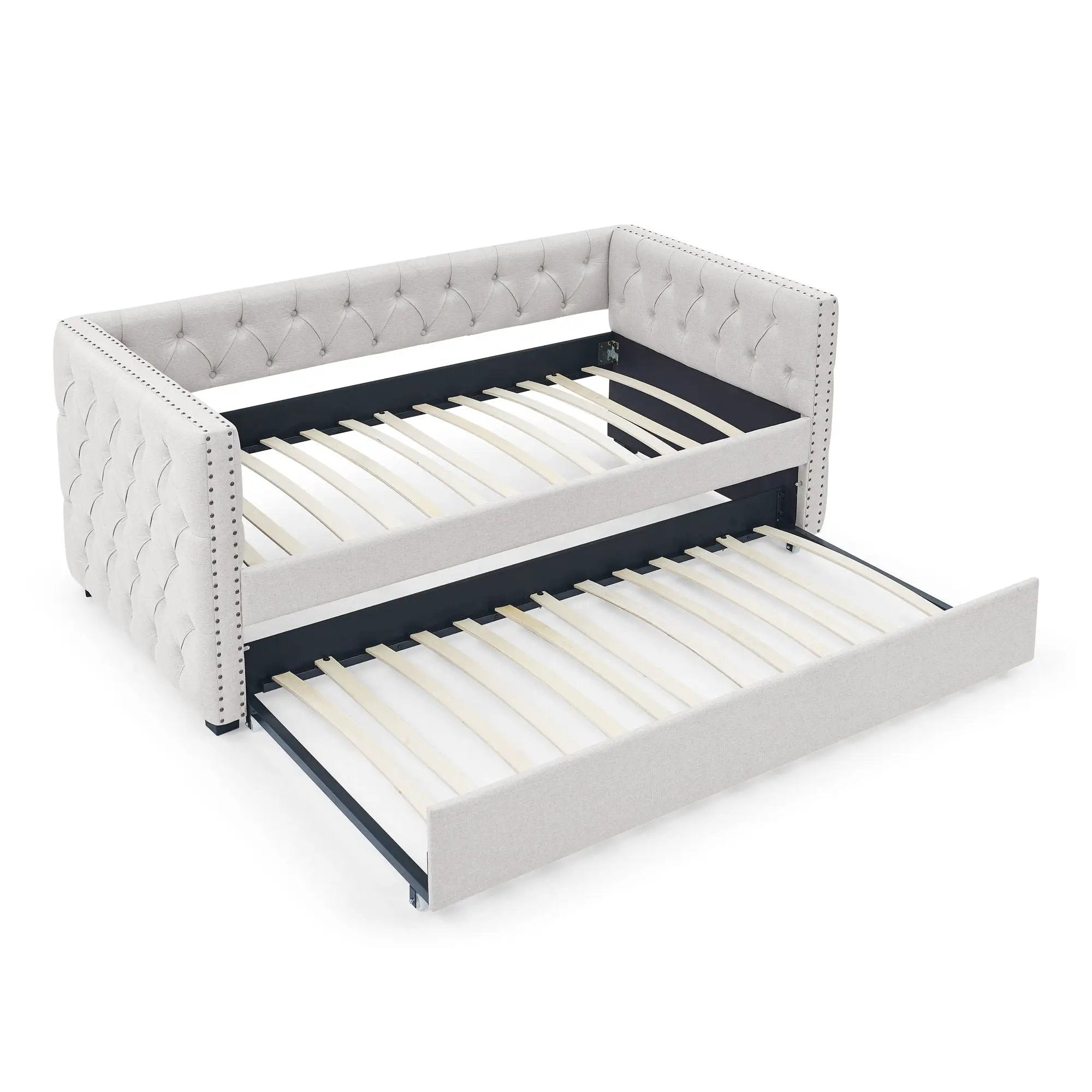 Inspired Upholstered Daybed With Trundle, Button Tufted by HouseOfZazla