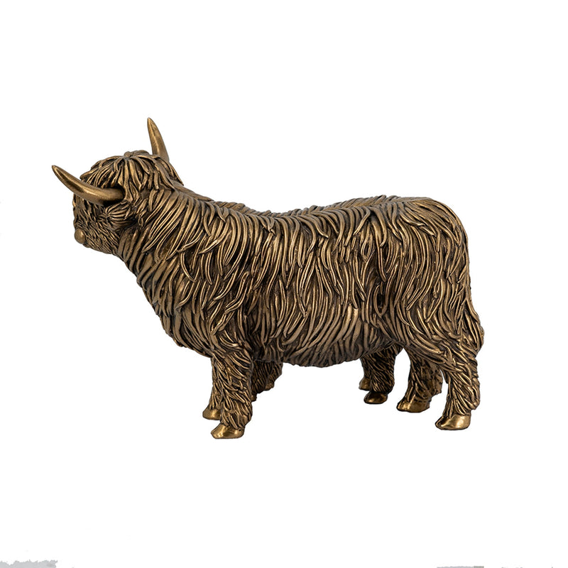 Antique Bronze Highland Cow and Calf Statue with Rustic Detail - Brown, photo 5 of 10
