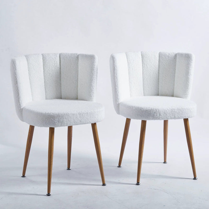 Modern Dining Chair (Set of 2) With Iron Tube Wood Color Legs, Shorthair Cushions And Comfortable Backrest, Suitable For Dining Room, Living Room, Cafe, Simple Structure by Unique Piece Furniture
