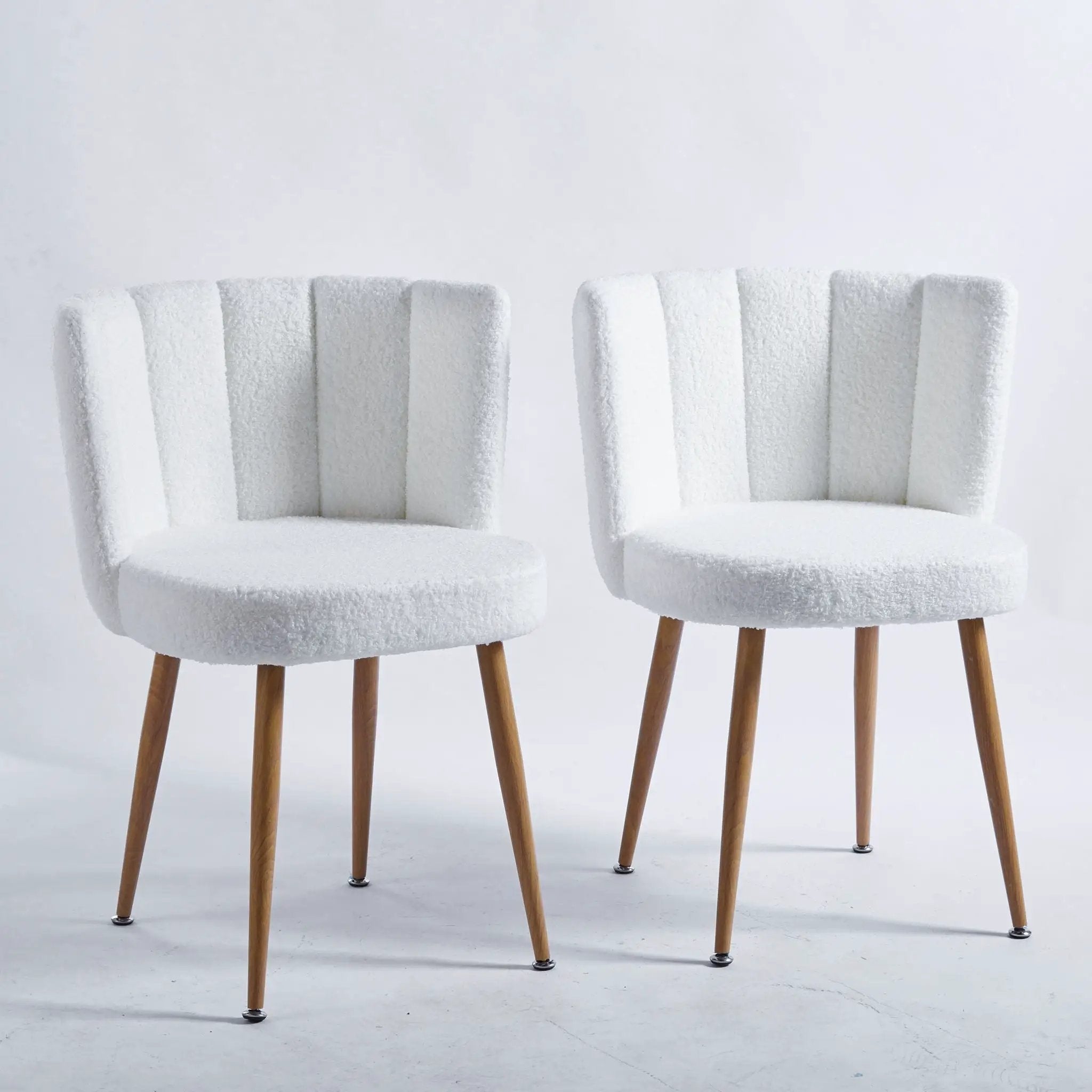 Modern Dining Chair (Set of 2) With Iron Tube Wood Color Legs, Shorthair Cushions And Comfortable Backrest, Suitable For Dining Room, Living Room, Cafe, Simple Structure by HouseOfZazla