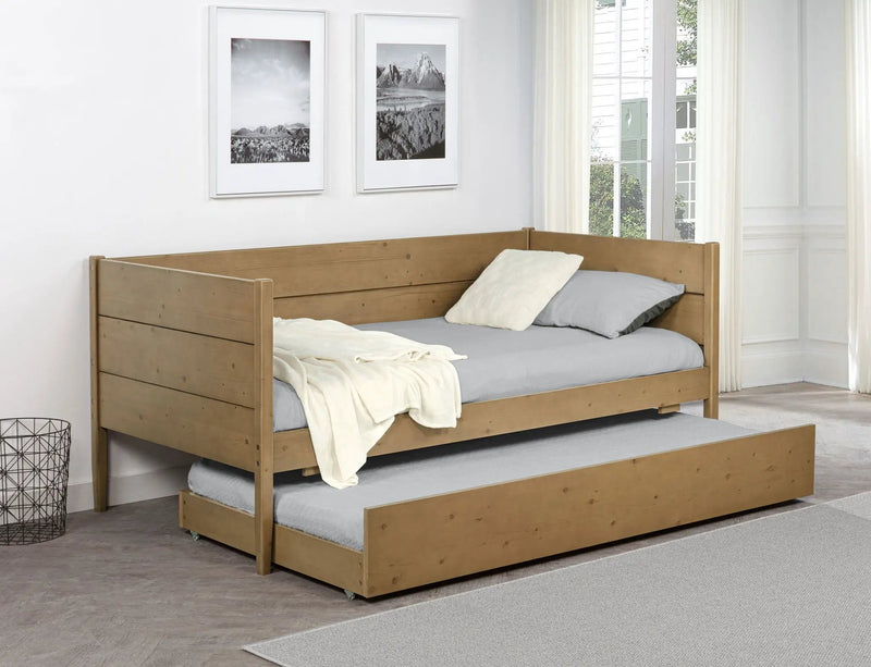 Calinda Wood Twin Daybed With Trundle Natural by Unique Piece Furniture