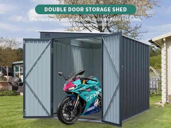 6x8FT Galvanized Steel Outdoor Storage Shed by HouseOfZazla