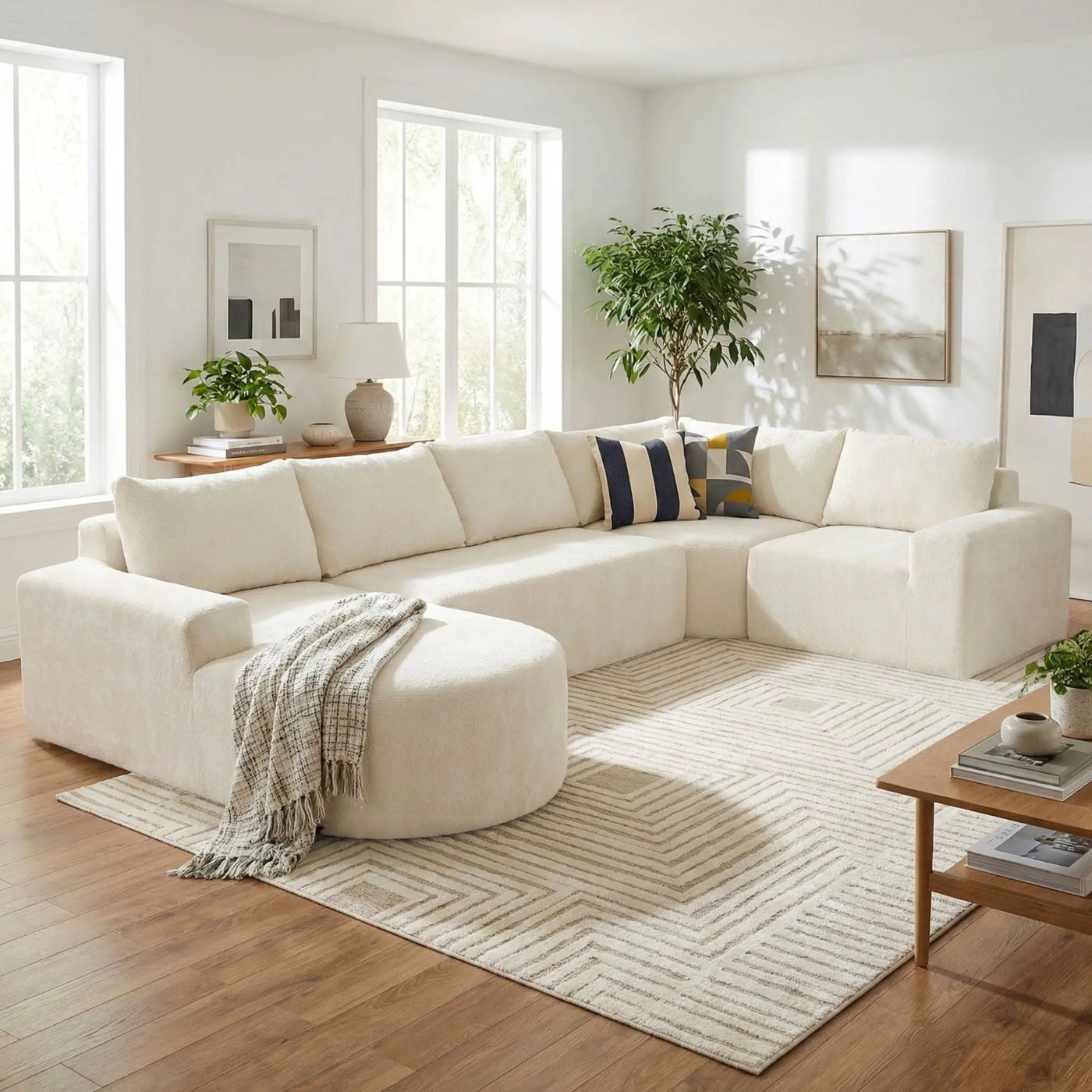 Modular Cloud Sectional Sofa Set, U-Shaped Upholstered Couch With Deep Seat by HouseOfZazla