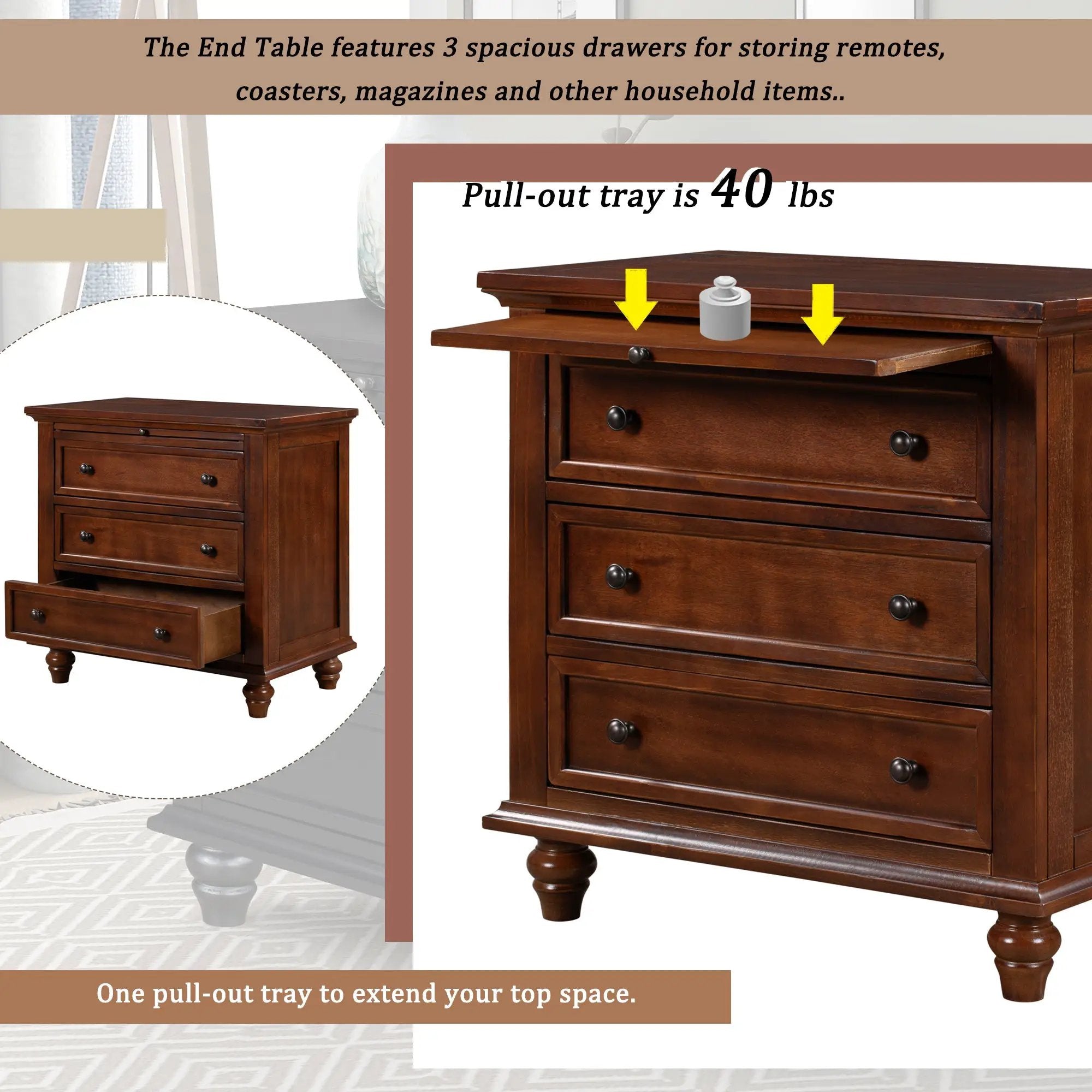 U_STYLE 27.6'' Nightstand with Pine Wood Veneer by HouseOfZazla