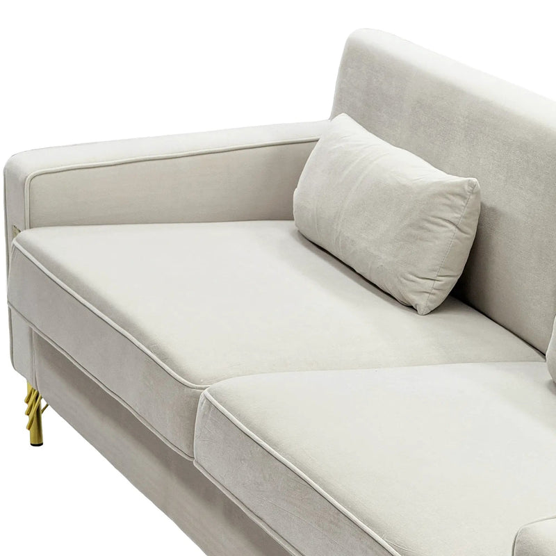 Ivory White 2-Piece Velvet Sofa Set by HouseOfZazla