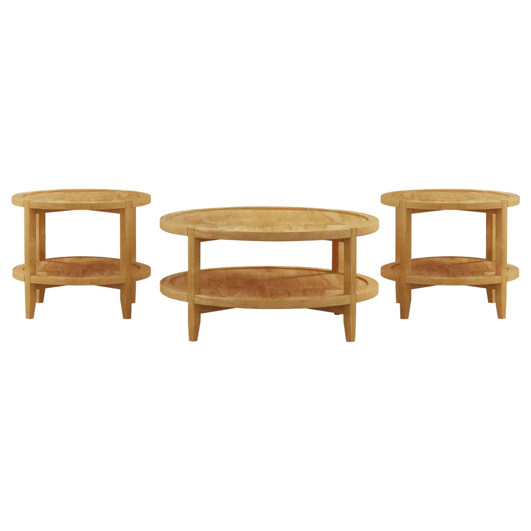 Camillo 3-piece Round Coffee and End Table Set Maple by Unique Piece Furniture