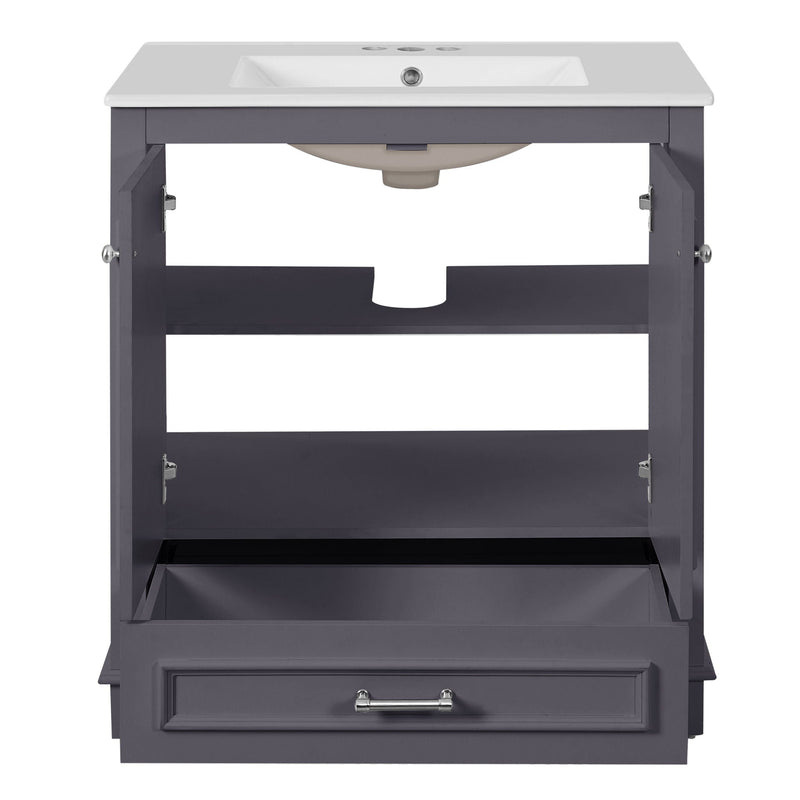 Bathroom Vanity With Sink, Cabinet & 2 Soft Closing Doors & Adjustable Shelf