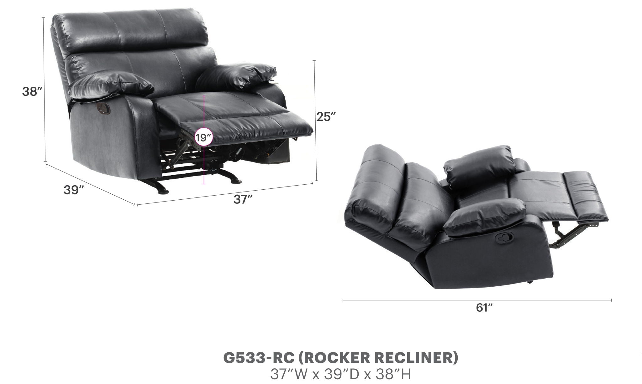 Modern Design Rocker Recliner by Unique Piece Furniture