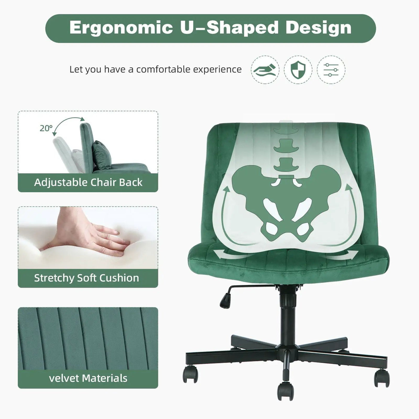 Criss Cross Office Chair With Adjustable Height, Ergonomic Design by HouseOfZazla